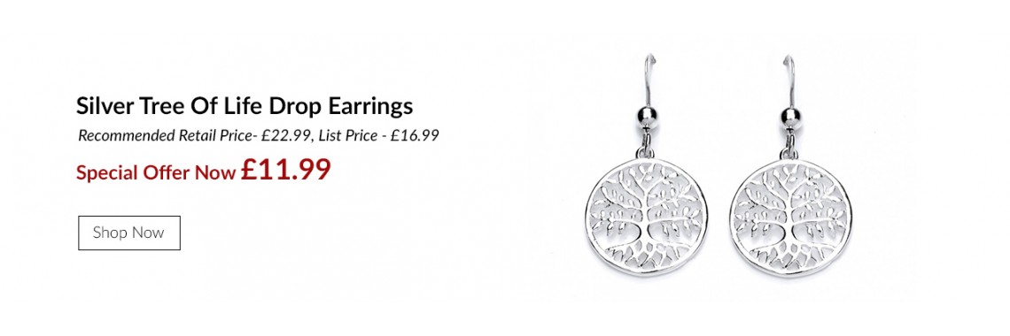 Silver Tree Of Life Drop Earrings