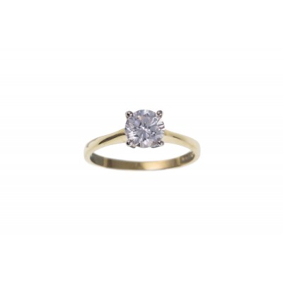 9ct Gold 6mm Round Solitaire White Cubic Zirconia Ring