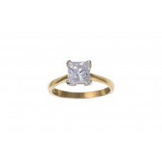 9ct Gold 6mm Square White Cubic Zirconia Solitaire Ring