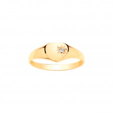 9ct Gold Childs Diamond Set Heart Signet Ring 