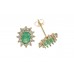 9ct Gold Emerald and White Cubic Zirconia Stud Earrings