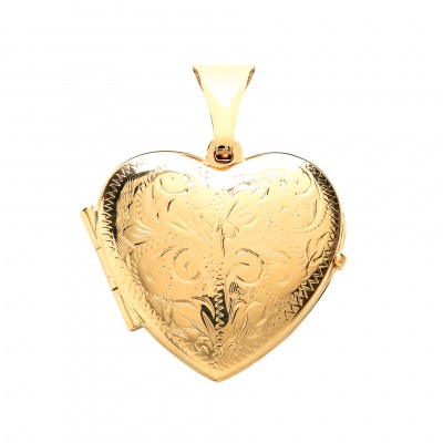9ct Gold Engraved Heart Locket 2.88gms