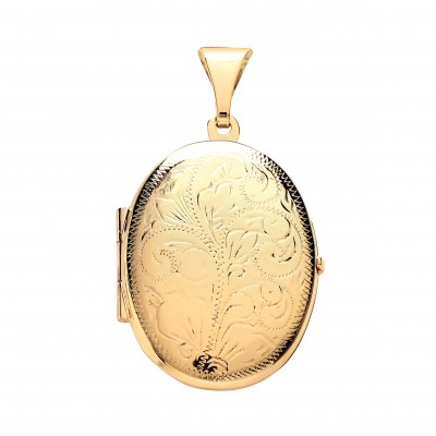 9ct Gold Engraved Oval Locket 4.10gms