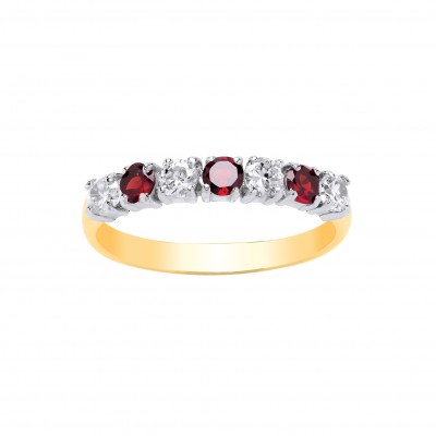 9ct Gold Garnet and White Cubic Zirconia Eternity Ring