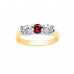 9ct Gold Garnet and White Cubic Zirconia Ring