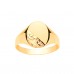 9ct Gold Gents Engraved Oval Signet Ring 