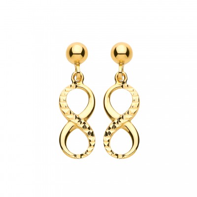 9ct Gold Infinity Drop Earrings