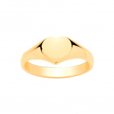 9ct Gold Ladies Heavyweight Heart Signet Ring 