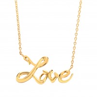 9ct Gold "LOVE" Pendant and 17" Trace Chain