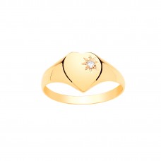 9ct Gold Maids Diamond Set Heart Signet Ring 