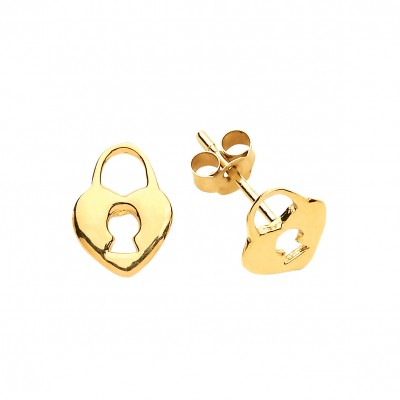 9ct Gold Padlock Stud Earrings