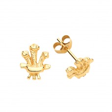 9ct Gold Prince Of Wales Feathers Stud Earrings