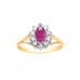 9ct Gold Ruby and White Cubic Zirconia Cluster Ring  
