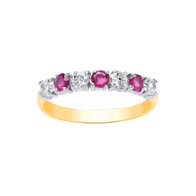 9ct Gold Ruby and White Cubic Zirconia Eternity Ring