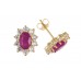 9ct Gold Ruby and White Cubic Zirconia Stud Earrings