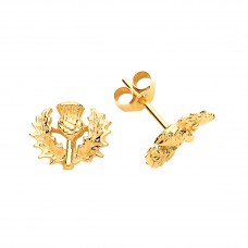 9ct Gold Scottish Thistle Stud Earrings