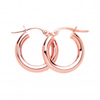 9ct Rose Gold 15mm Round Creole Earrings