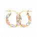 9ct Three Colour Gold Twisted Round Creole Earrings