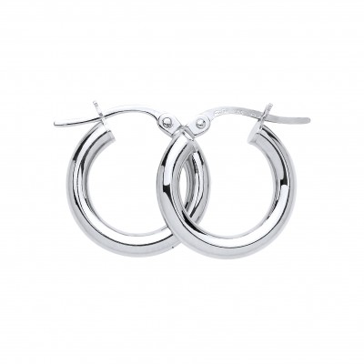 9ct White Gold 15mm Round Creole Earrings
