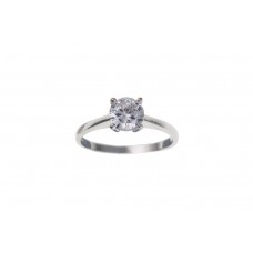 9ct White Gold 6mm Round White Cubic Zirconia Solitaire Ring