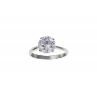 9ct White Gold 8mm Round White Cubic Zirconia Solitaire Ring