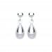 9ct White Gold Faceted Bomber Drop Earrings