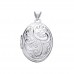 9ct White Gold Patterned Oval Locket