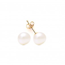 9ct Gold 6mm Freshwater Cultured Pearl Button Stud Earrings