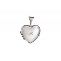 Silver Diamond Set Heart Locket 1.37gms