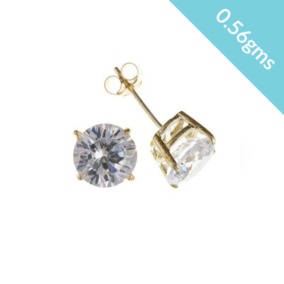 9ct Gold 4mm White Cubic Zirconia Stud Earrings 0.56gms