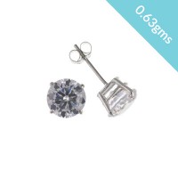 9ct White Gold 4mm White Cubic Zirconia Stud Earrings 0.63gms