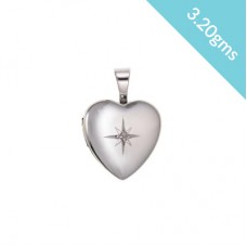 Silver Diamond Set Large Heart Locket 3.20gms