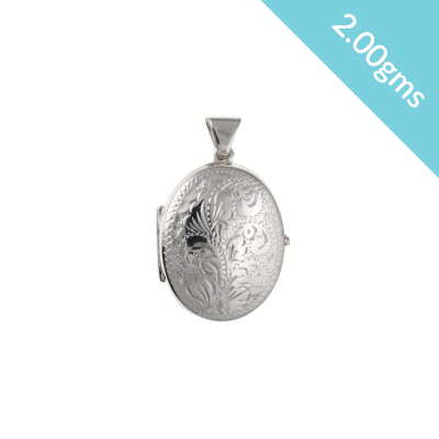 Silver Engraved Oval Locket (Small -2.00gms)