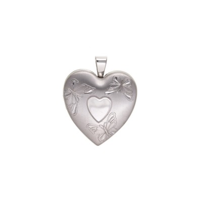Silver 4 Picture Family Patterned Heart Locket 