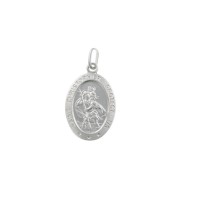 Silver ''Protect Us'' Oval  St Christopher Pendant 