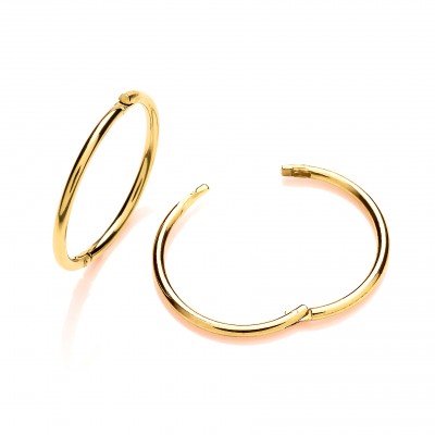 9ct Gold 14mm Hinged Sleeper Earrings
