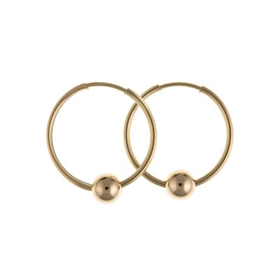 9ct Gold 18mm Beaded Hoop Earrings
