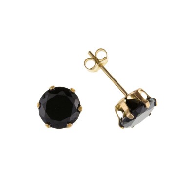 9ct Gold 5mm Black  Cubic Zirconia Stud Earrings