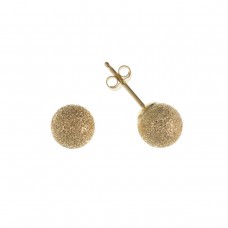 9ct Gold 6mm Frosted Ball Stud Earrings