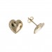 9ct Gold Beaded Edged Heart Stud Earrings