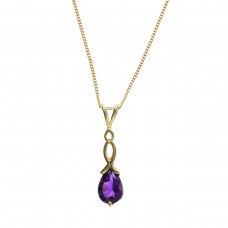 9ct Gold Celtic Style Amethyst Pendant And 18'' Curb Chain