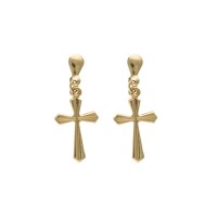 9ct Gold Cross Drop Earrings