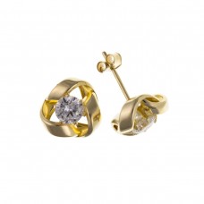 9ct Gold Cubic Zirconia Knot Stud Earrings