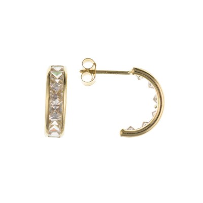 9ct Gold Cubic Zirconia Wedding Band Earrings
