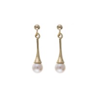 9ct Gold Cultured Pearl Drop Earrings 1.80gms