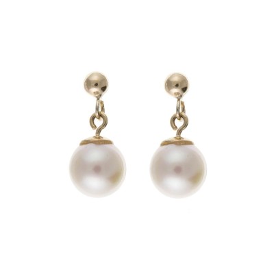 9ct Gold 8mm Cultured Pearl Drop Earrings 1.30gms