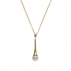 9ct Gold Cultured Pearl Pendant And 18'' Curb Chain 1.70gms