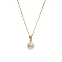 9ct Gold Cultured Pearl Pendant And 18'' Curb Chain 1.90gms