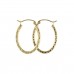 9ct Gold Diamond Cut Oval Creole Earrings