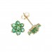 9ct Gold Emerald Cluster Stud Earrings 
